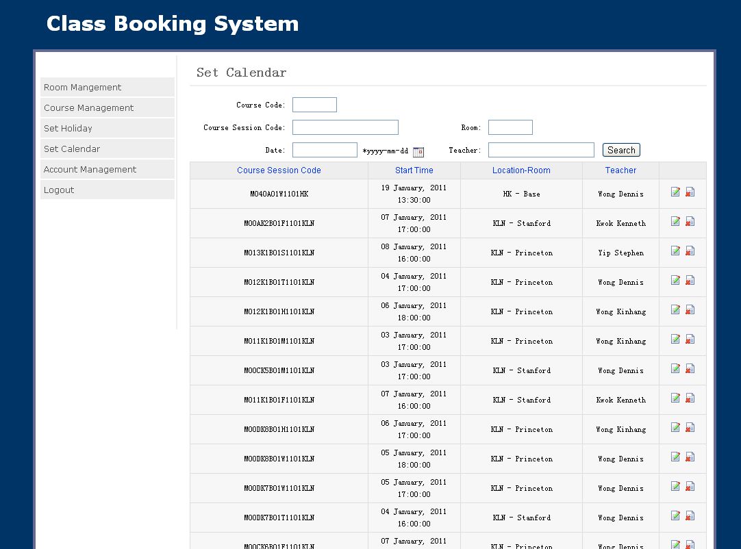 Class Booking System