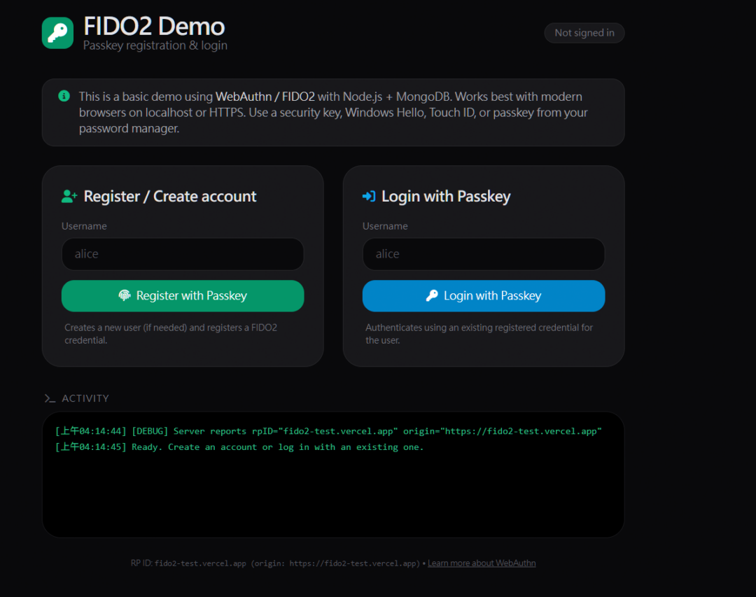 FIDO2 Demo